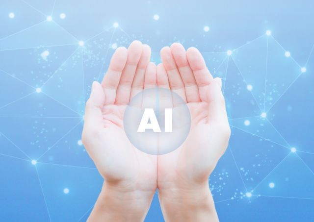 手の中の光るAIシンボル